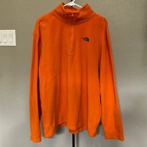 North Face orange fleece pullover, half zip size extra-large